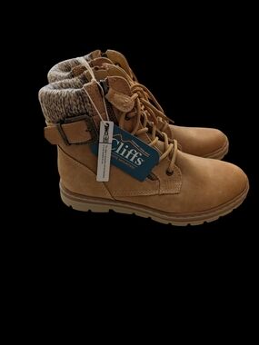 Cliffs by WHITE MOUNTAIN Tan Faux-Suede Lace-Up Boot with Knit Cuff